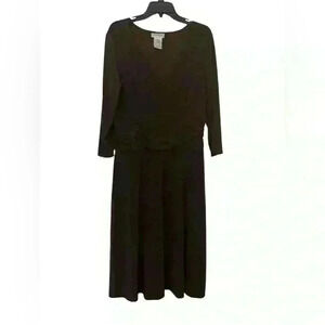 K & Company Size 14 Brown Long Sleeve Midi Dress with Ruched Waist